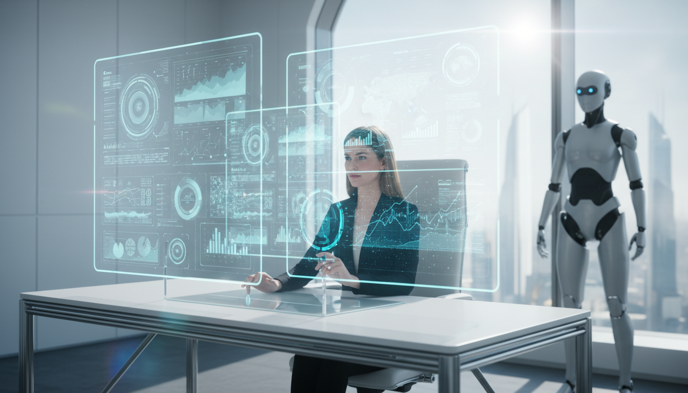 Marketing-Spezialist am modernen Arbeitsplatz mit mehreren Monitoren zeigt prompt engineering guide und KI-Tools