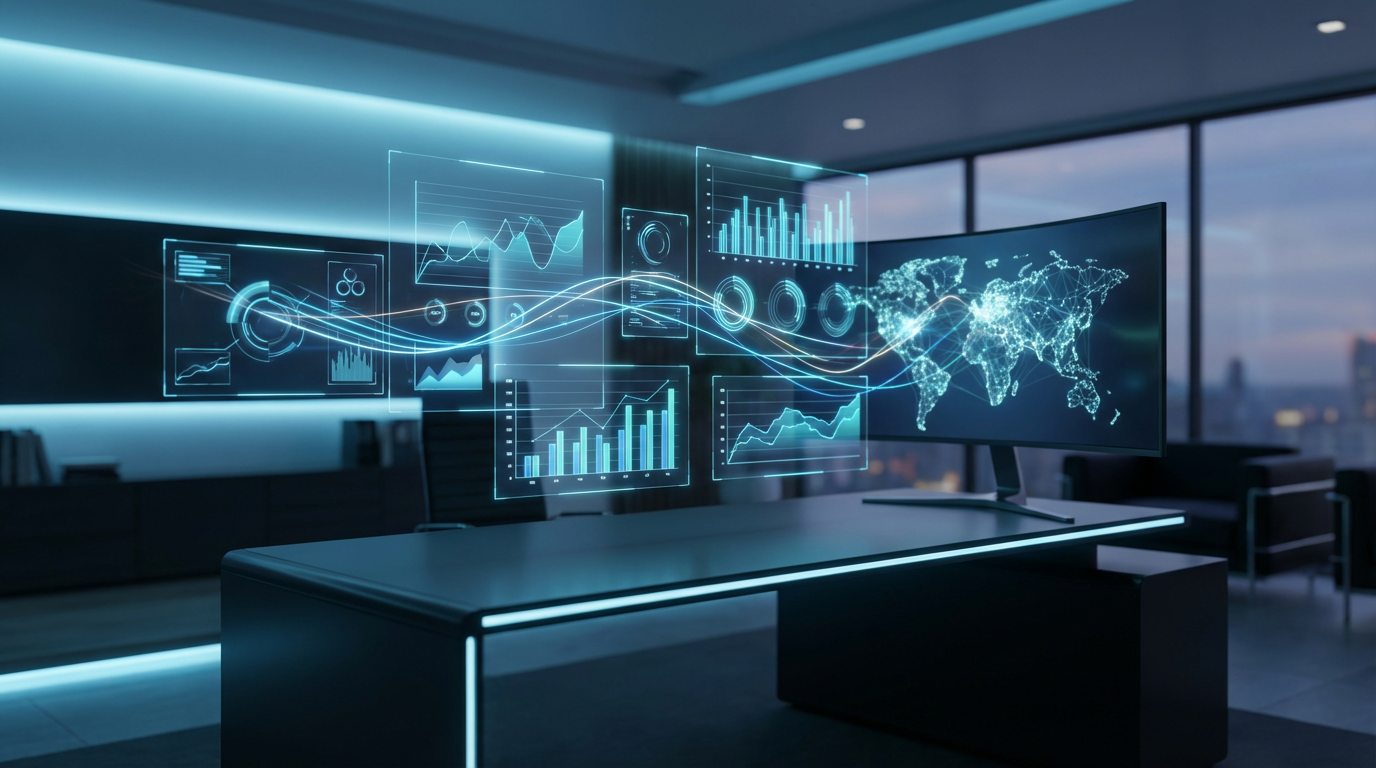 Business-Analytics-Dashboard mit Charts und Metriken, zeigt LLM-Sichtbarkeit und Datenformate für ChatGPT.