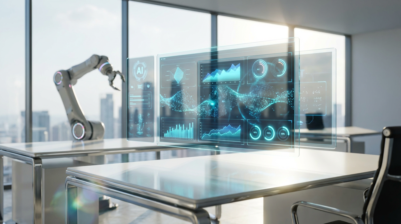 Business-Analytics-Dashboard am Bildschirm, das KI-Sichtbarkeit messen zeigt: Metriken, Zitationsraten und Performance-Charts