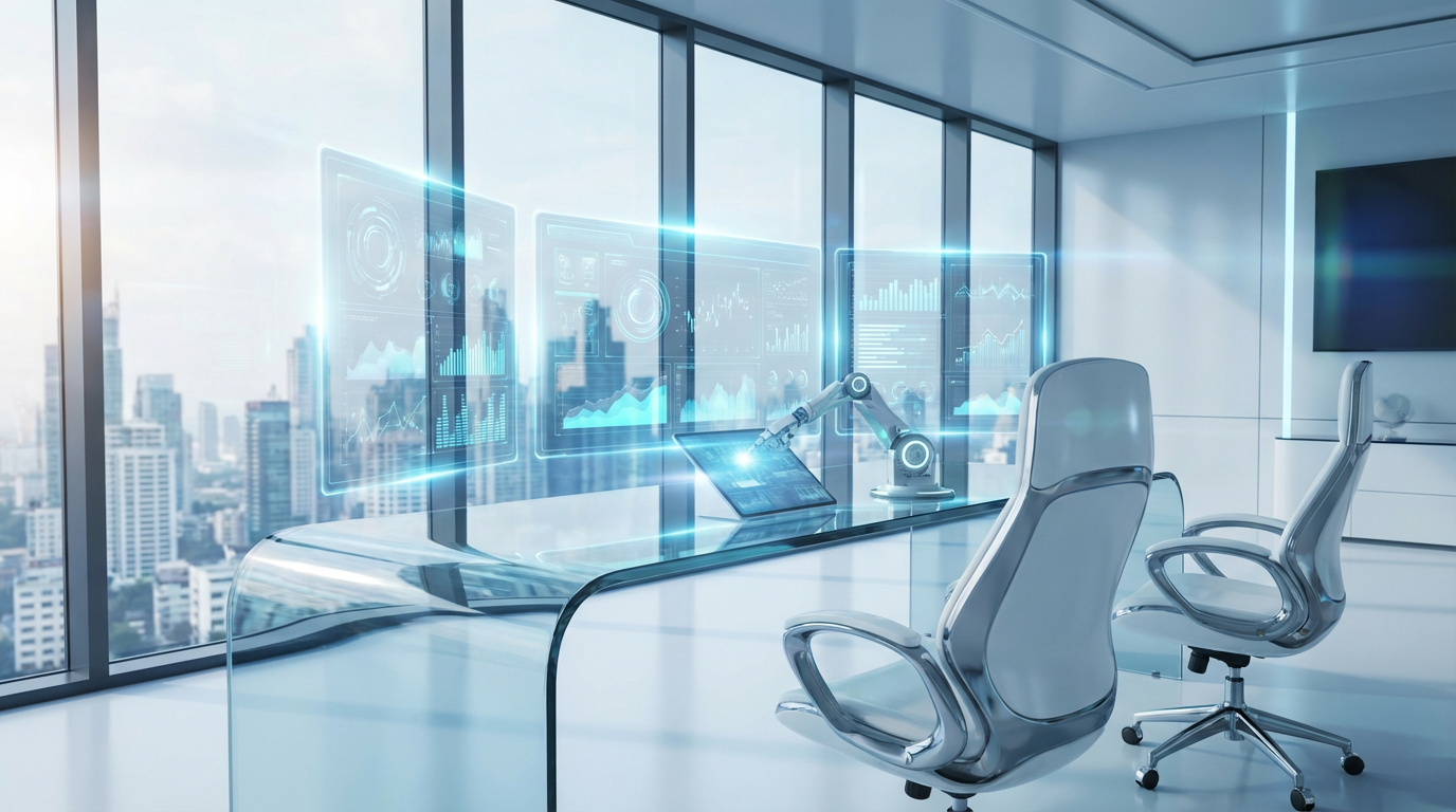 Modernes Marketing-Arbeitszimmer mit Monitoren, die Quellenangaben in KI Antworten und Analytik-Metriken anzeigen