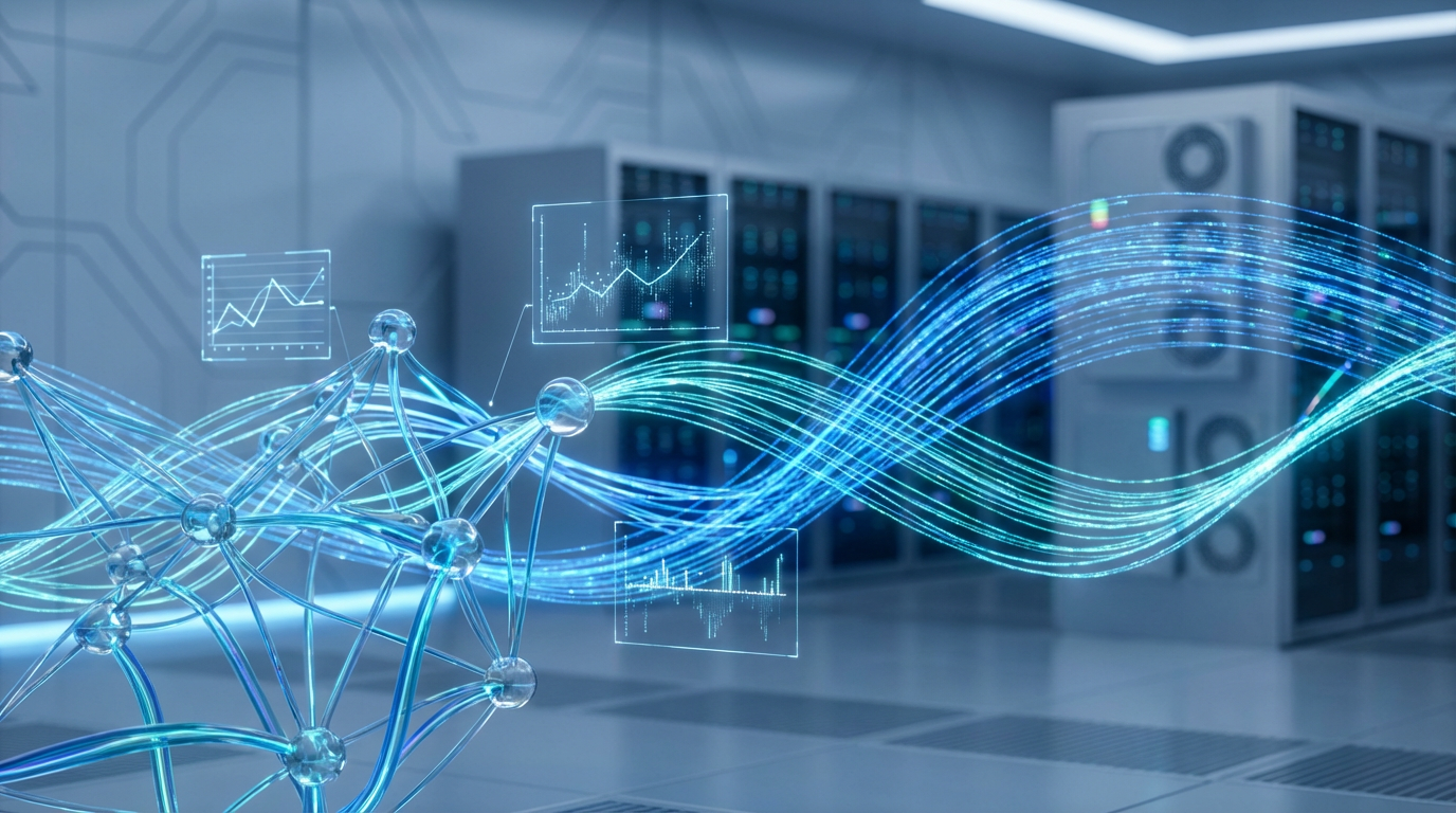 Trainingsdaten: Neural Network Architektur visualisiert Technische Illustration einer Neural-Network-Architektur mit Trainingsdaten, Bildschirmen und Knowledge-Cutoff-Zeitleisten