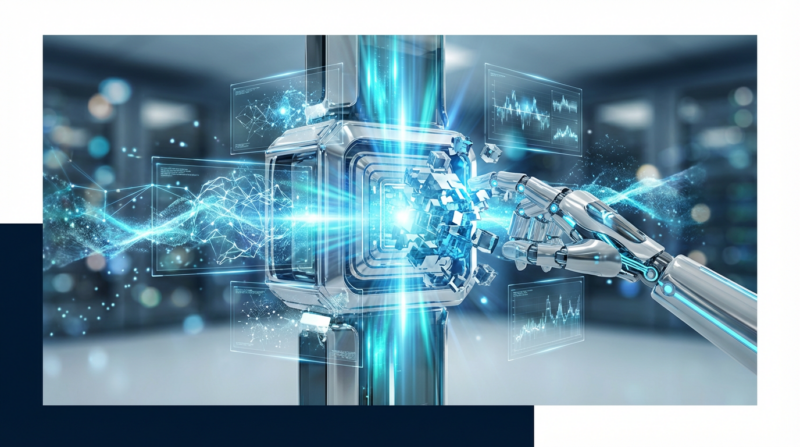 Futuristische 3D-Visualisierung von Search Engine Disruption: KI verwandelt Suchalgorithmen, holographische Daten