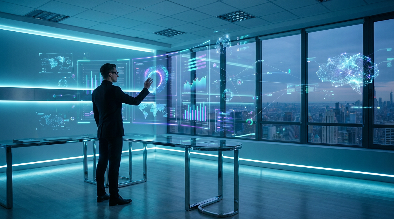 Marketer an mehreren Monitoren zeigt Data-Analytics- und AI-Charts mit GEO-Ergebnissen - Wie optimiere ich Inhalte für ChatGPT